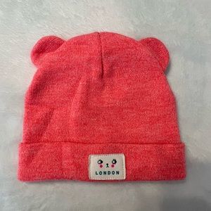 H&M London Bear Knitted Hat with Bear Ears Heather Pink